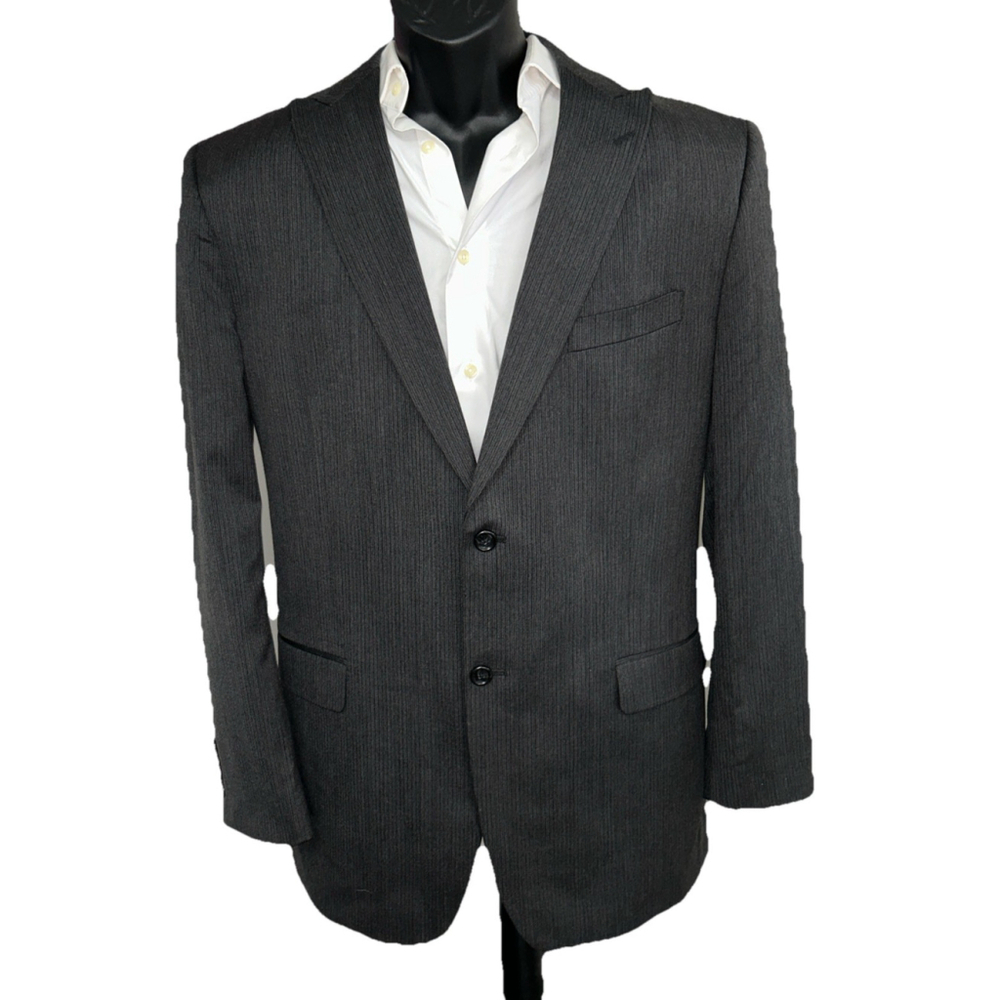 Jones New York 44L Black On Black Two Button Dbl Vent Jacket Blazer